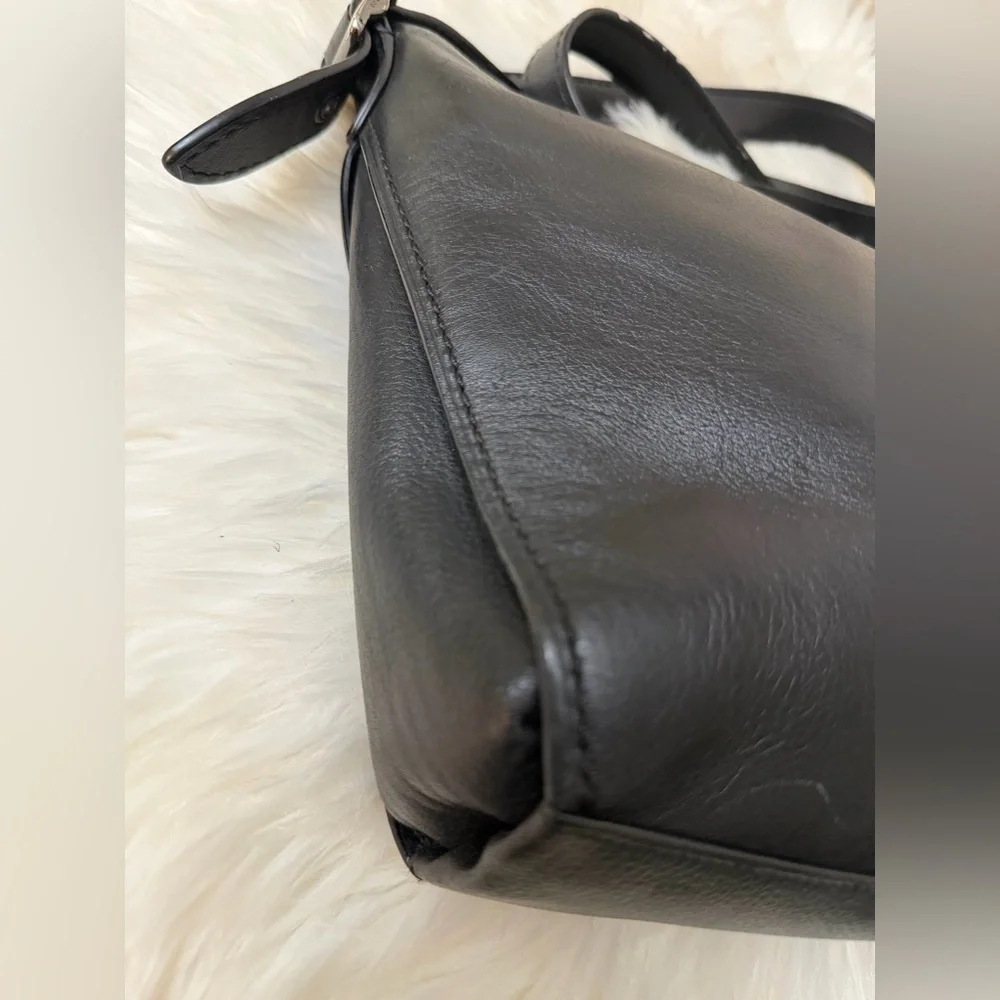 COACH#21377 Black Leather Small Dufflette Crossbody Bag